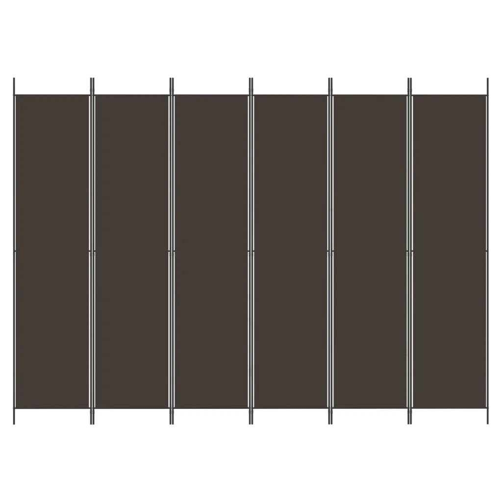 Divisorio Ambienti | Divider per stanze | Paravento a 6 Pannelli Marrone 300x220 cm in Tessuto