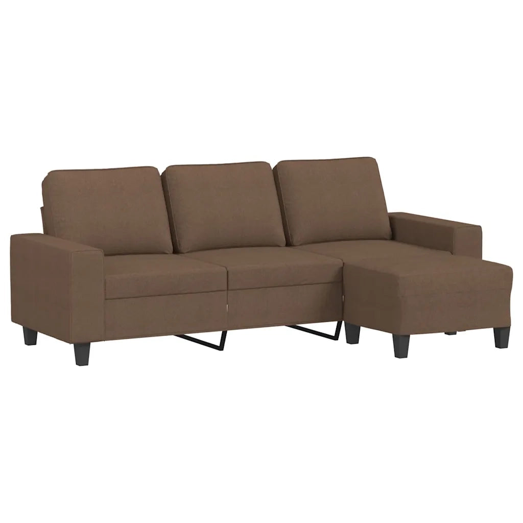 Divano a 3 Posti con Poggiapiedi-Sofa 3 Posti con Poggiapiedi Marrone 180 cm in Tessuto 363813