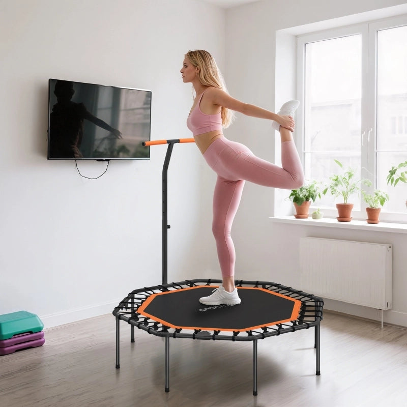 TRAMPOLINO FITNESS Pieghevole con maniglia regolabile 128x120 cm Nero