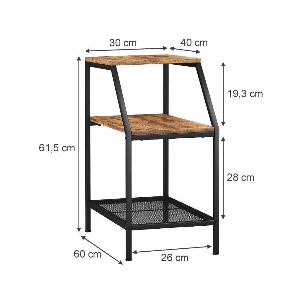 Vicco Tavolino da salotto Rovere rustico 30 x 60 cm con 2 scomparti aperti