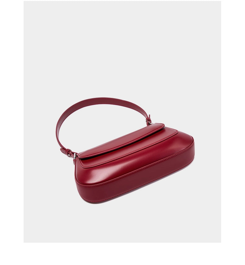 Borsa a tracolla Boston Shell in vera pelle, colore rosso