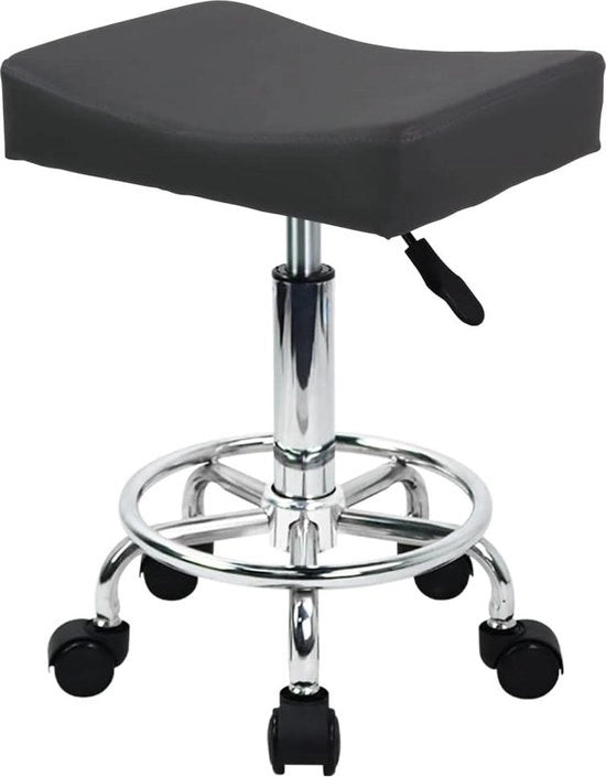 Scrivania con piede di pelle quadrata con sostegno per gambe - regolazione di altezza rotativa - poltrona da studio - poltrona per tattoo - colore grigio