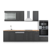 Cucina componibile Fame-Line Antracite-oro/Bianco 300 cm con armadio alto, PL Rovere Vicco