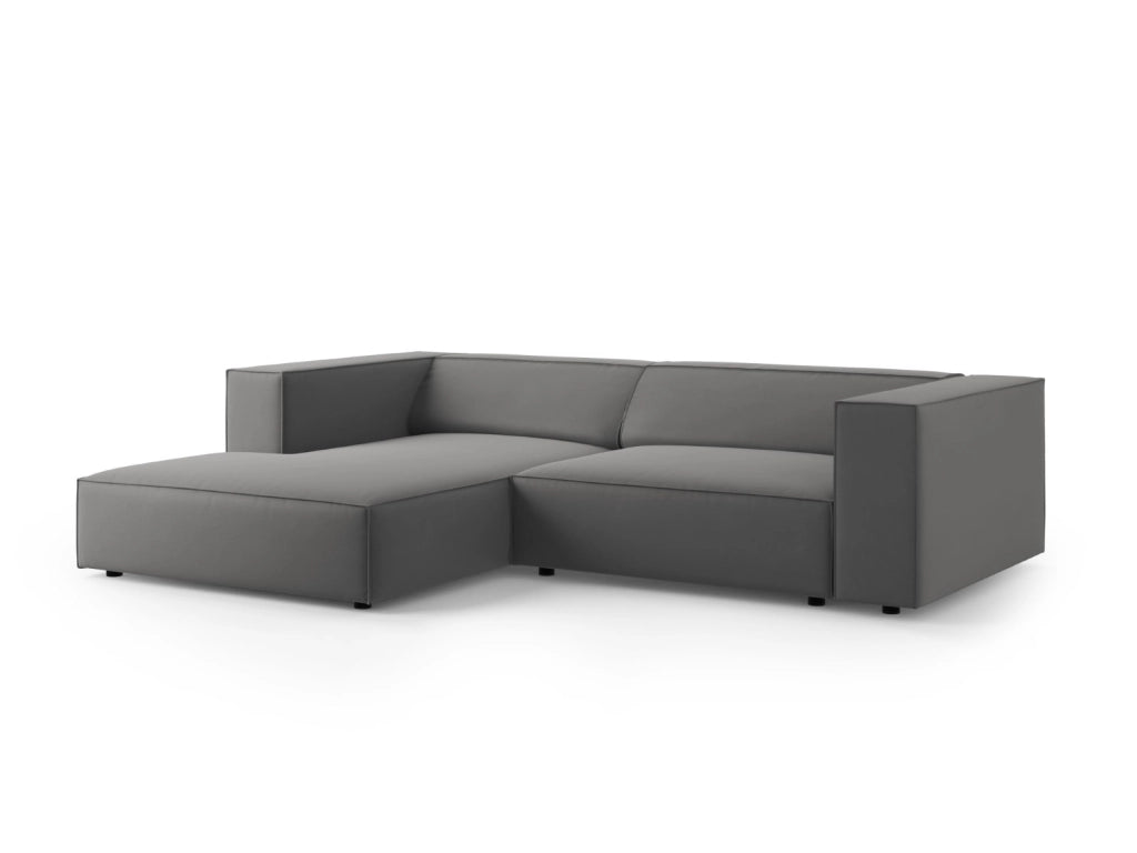 Cosmopolitan Design - Divano angolare sinistro "Arendal" 3 posti in velluto cemento 