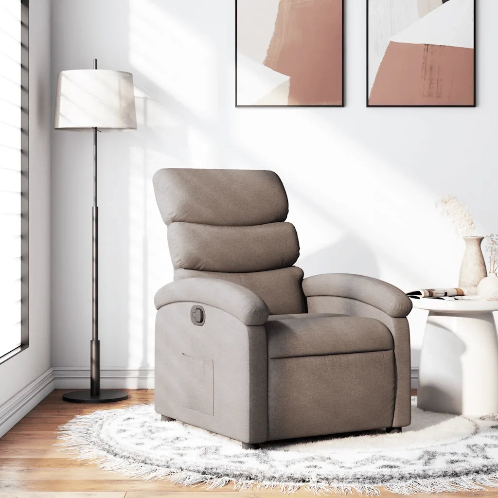 Poltrona | Sedia Relax Reclinabile in Tessuto Tortora