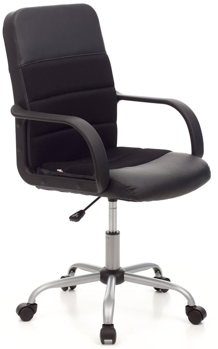 Sedia da Ufficio Operativa in Similpelle e Tessuto Soft Nera