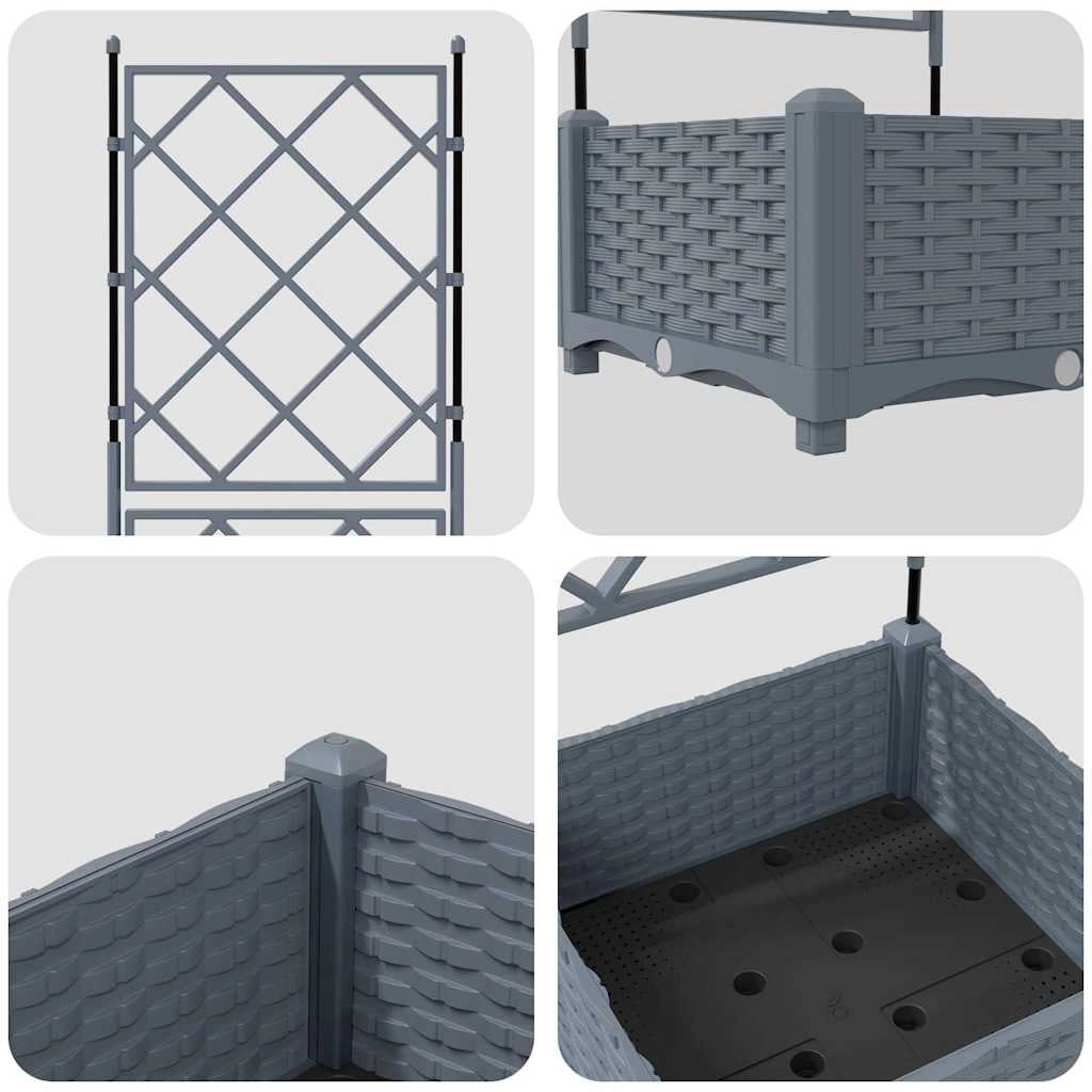 Fioriera da giardino moderna per esterni 40 x 40 x 125,5 cm resistente minimalista acciaio grigio chiaro 02_0058579