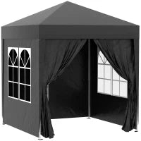 Tenda Garage Pieghevole con 4 Pareti Rimovibili, 2 finestre, Telaio in Metallo, 2 x 2m, Nero