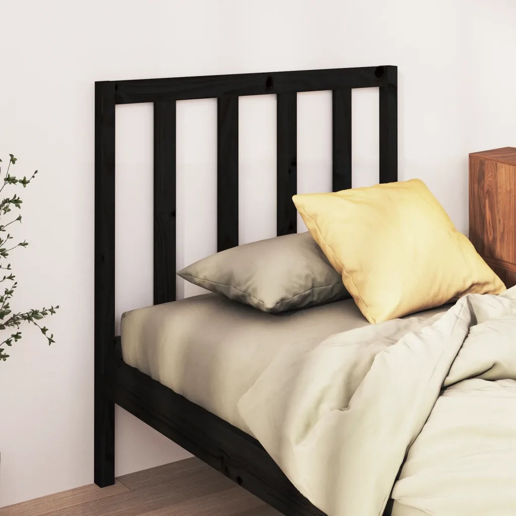 Testiera | Testata per Letto Nera 96x4x100 cm in Legno Massello di Pino