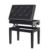 Sgabello per Pianoforte ¨C Xylo ¨C Nero, Altezza Regolabile 48-58 cm, Imbottito con Vano Portaoggetti