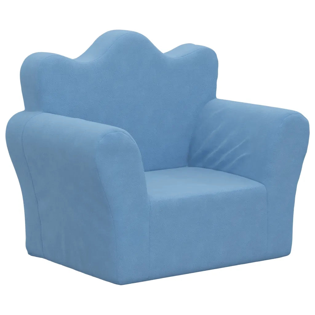 Divano per Bambini-Sofa-Divanetto Blu in Morbido Peluche 818296