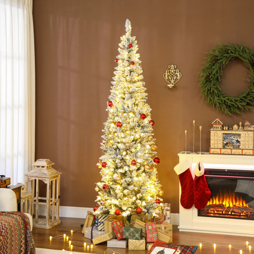 Albero di Natale Slim 210 cm con Luci LED Bicolore 11 Modalit¨¤ 687 Rami Verde ¨C Xylo ¨C 210 cm