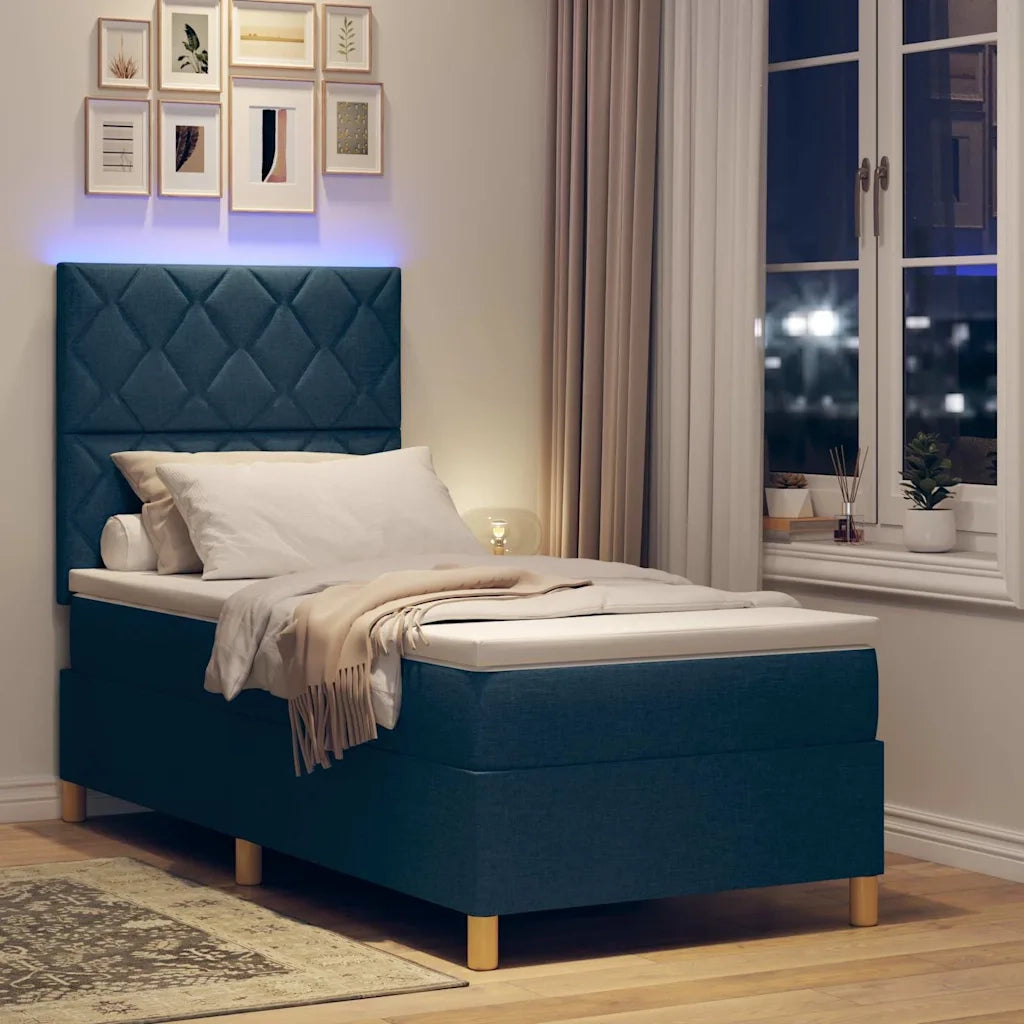 Letto a molle con materasso Blu 90 x 190 cm Tessuto 3343144