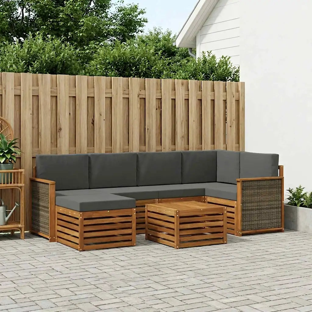 Set divano sezionale con cuscino 6 pcs Naturale e Antracite