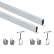 Kit Tubo per Armadio 30 x 15 mm Alluminio L 1,15 m Anodizzato Opaco Alluminio e Zama Emuca