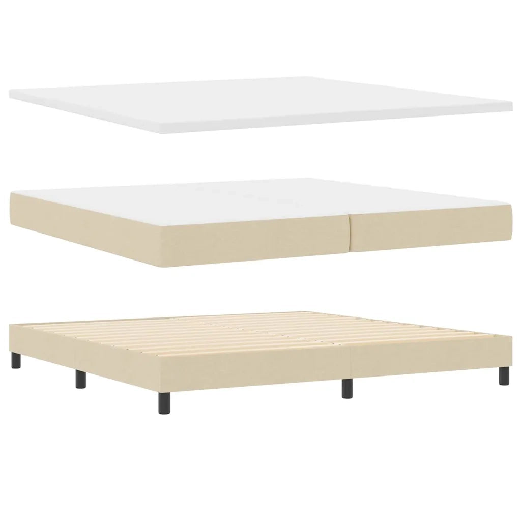 Letto a molle con materasso con led Crema 200 x 200 cm Tessuto