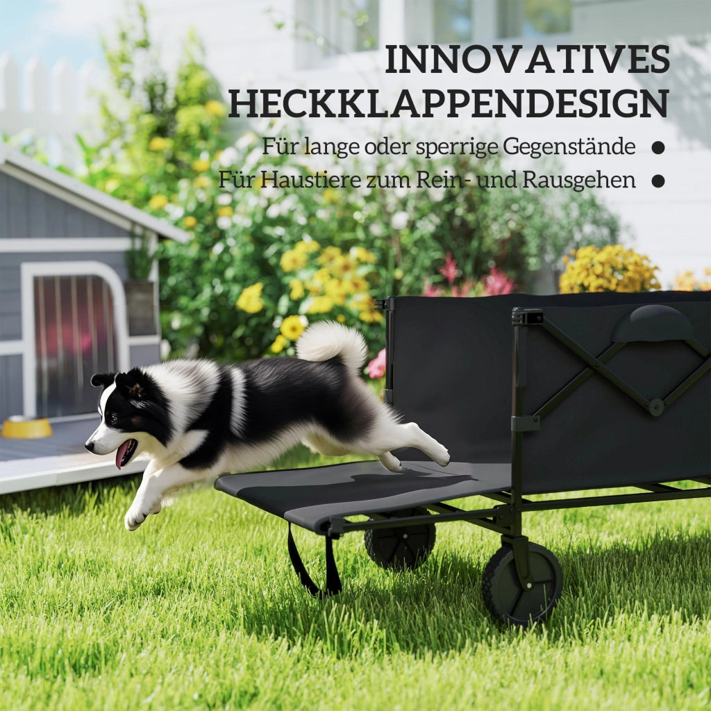 Carrello da giardino pieghevole con telo estraibile ¨C zephmum ¨C 100 kg, nero
