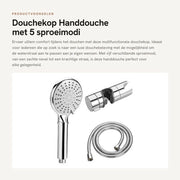 Douchekop 5 modalità di spray - Douchekop con tubo - Supporto per Douchekop - Manuale da doccia - Regolabile - Finestra in acciaio inox
