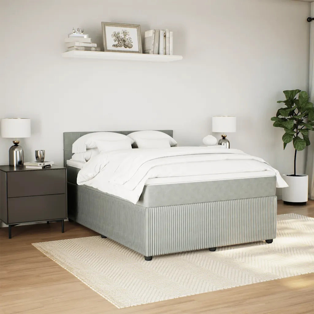 Giroletto a Molle con Materasso Grigio Chiaro 140x190cm Velluto 3287734