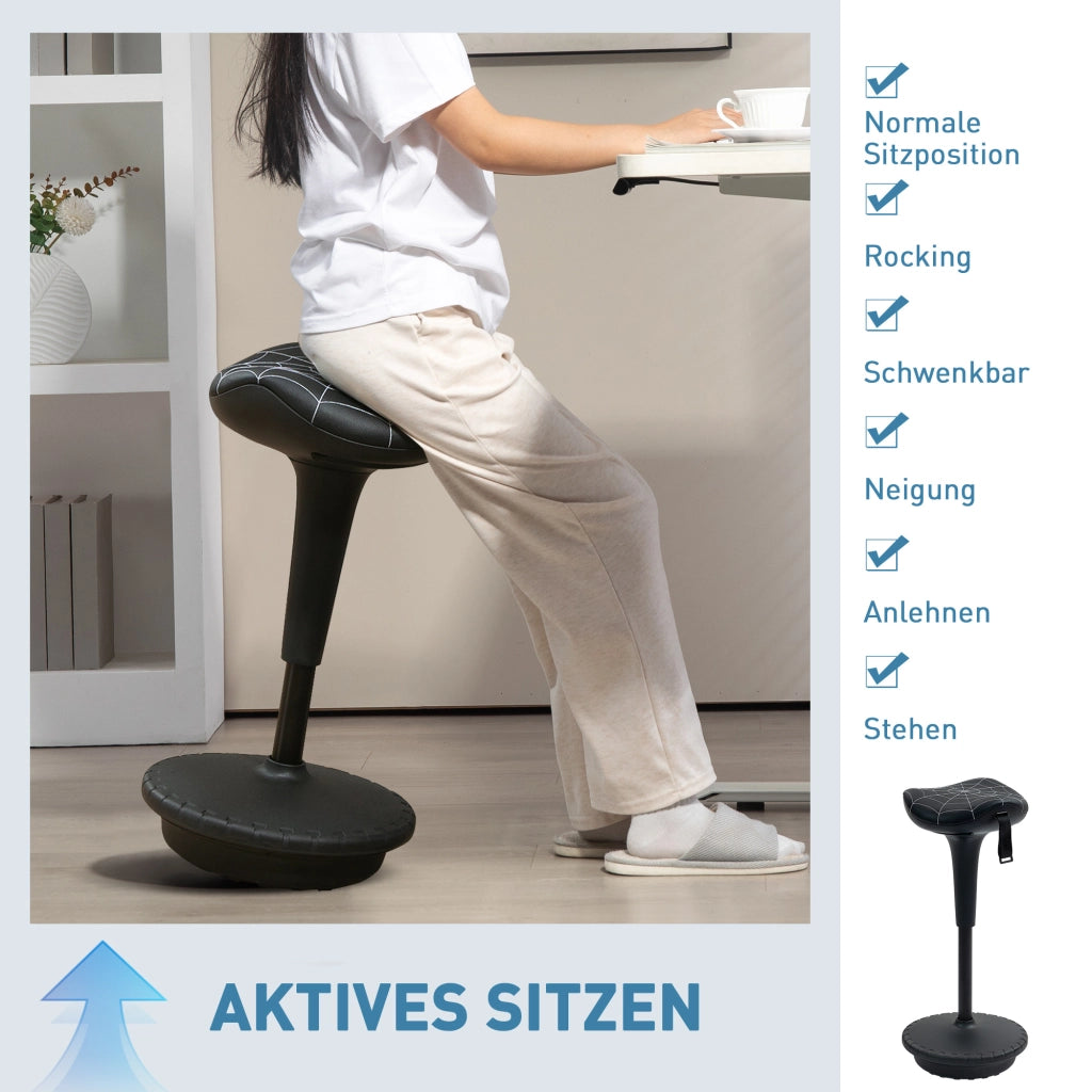 Sgabello da ufficio ergonomico girevole e regolabile in altezza ¨C zephmum ¨C nero 65.5-83.5 cm
