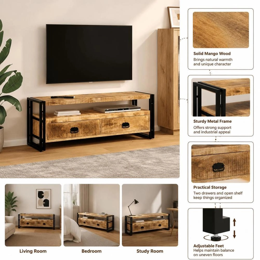 TV Cabinet 120x35x45 Cm Solid Mango Wood