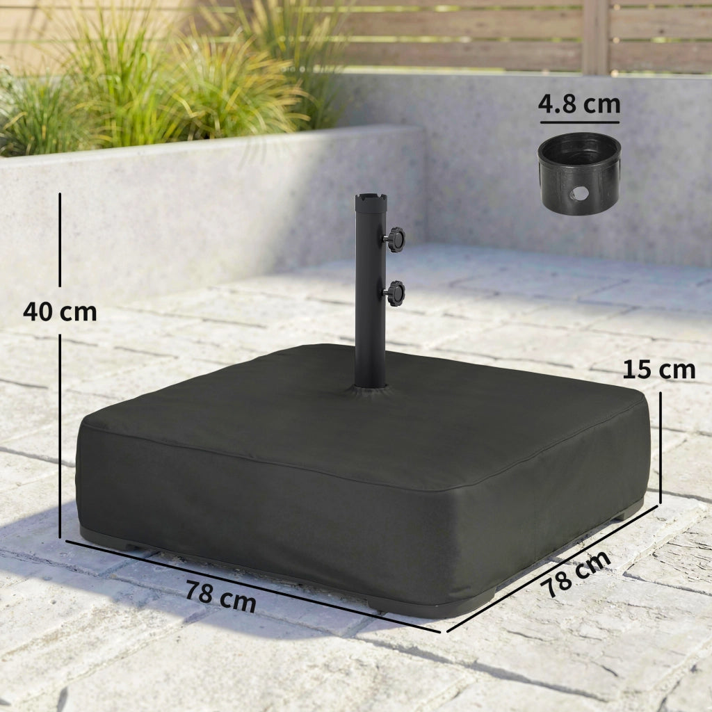 Base per Ombrellone Riempibile con Sabbia 80 kg/Sabbia Bagnata 90 kg, per Pali di Ombrelloni da ?48 mm, Nero