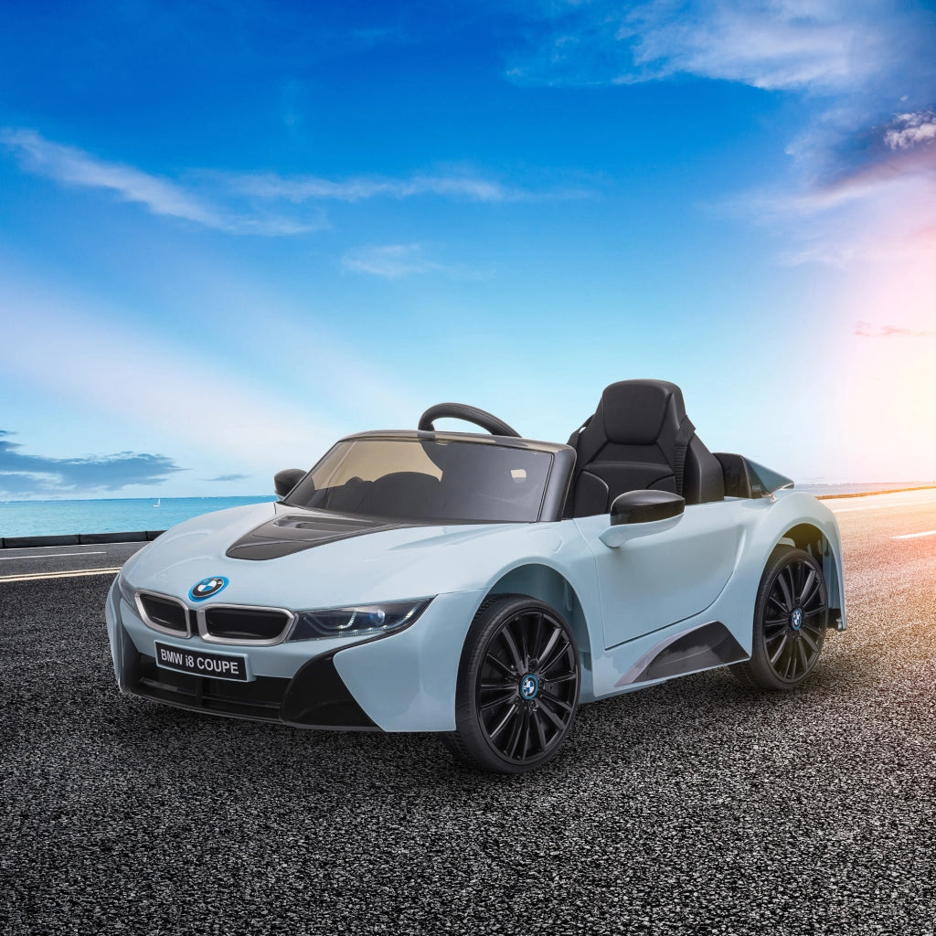 Macchina Elettrica per Bambini 3-8 anni Licenza BMW I8 Coup¨¦ con Telecomando e 2 Porte, 115x72.5x46 cm, Blu