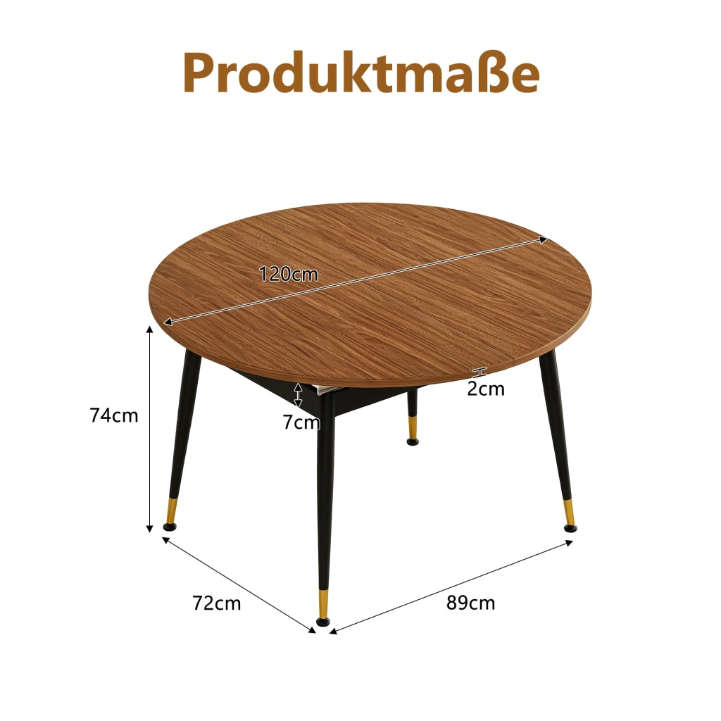 Tavolo da pranzo ovale in MDF e metallo nero e noce per sala da pranzo e cucina
