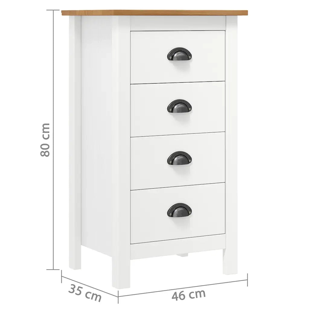 Credenza Hill Bianca 46x35x80 cm in Legno Massello di Pino 288914
