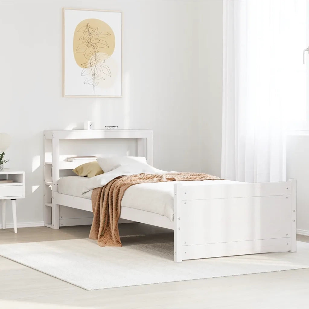 Giroletto con Testiera senza Materasso-Struttura Letto Bianco 90x190 cm 667994