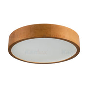 Plafoniera rotonda legno chiaro vetro bianco Kanlux Jasmin E27