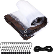 Tenda trasparente con anelli 3x5m, Tenda trasparente, Tenda acqua, Tenda da giardino, Tende resistenti al tempo, Protezione all'aperto dalla pioggia, Per tavoli da giardino, Piante, Recinzione per animali domestici, Copertura del tetto