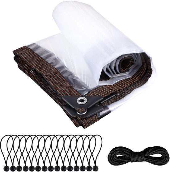 Tenda trasparente con anelli 3x5m, Tenda trasparente, Tenda acqua, Tenda da giardino, Tende resistenti al tempo, Protezione all'aperto dalla pioggia, Per tavoli da giardino, Piante, Recinzione per animali domestici, Copertura del tetto