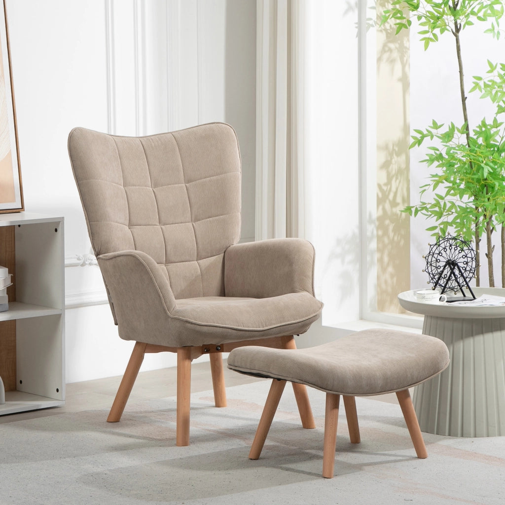 Poltrona relax con poggiapiedi color khaki
