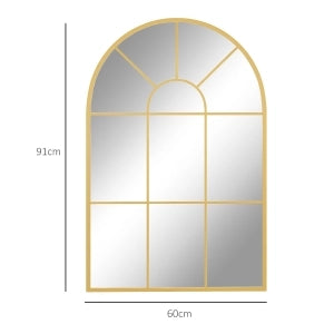 Specchio da parete decorativo 91 x 60 cm con cornice in metallo, finitura oro
