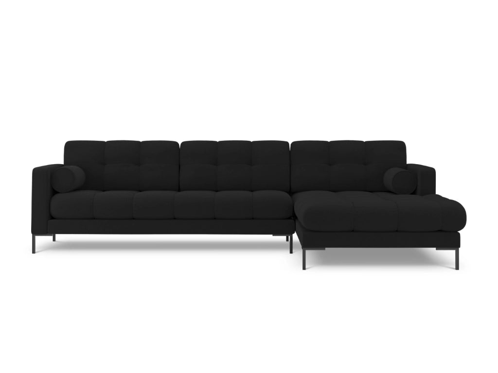 Cosmopolitan Design - Divano angolare destro "Bali" 5 posti in tessuto strutturato nero 