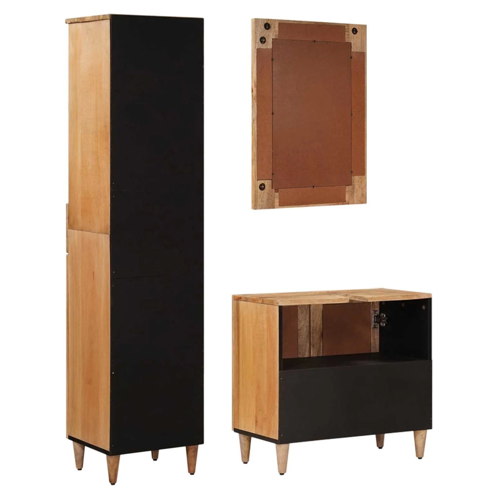 Set di mobili per il bagno con cassetto 3 pcs Naturale
