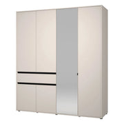 Armadio Camera da Letto Rifreddo, Guardaroba Grande 4 Ripiani, 182.5x210.5h cm Bianco Crema