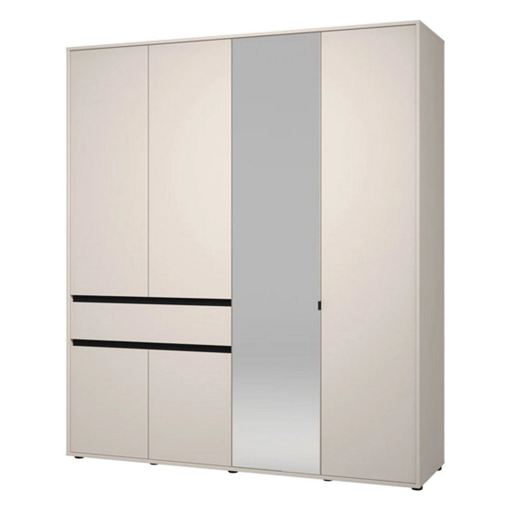 Armadio Camera da Letto Rifreddo, Guardaroba Grande 4 Ripiani, 182.5x210.5h cm Bianco Crema