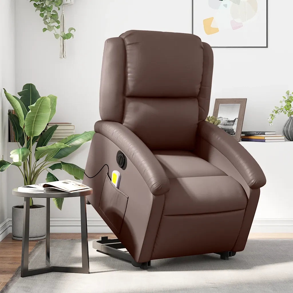 Poltrona Alzapersona Elettrica Reclinabile Marrone Similpelle 3204249