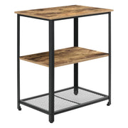 Carrello di servizio da cucina carrello con ruote carrello di servizio con ruote bloccabili metallo e plastica 76,5 x 60 x 40 cm legno scuro e nero 03_0005008