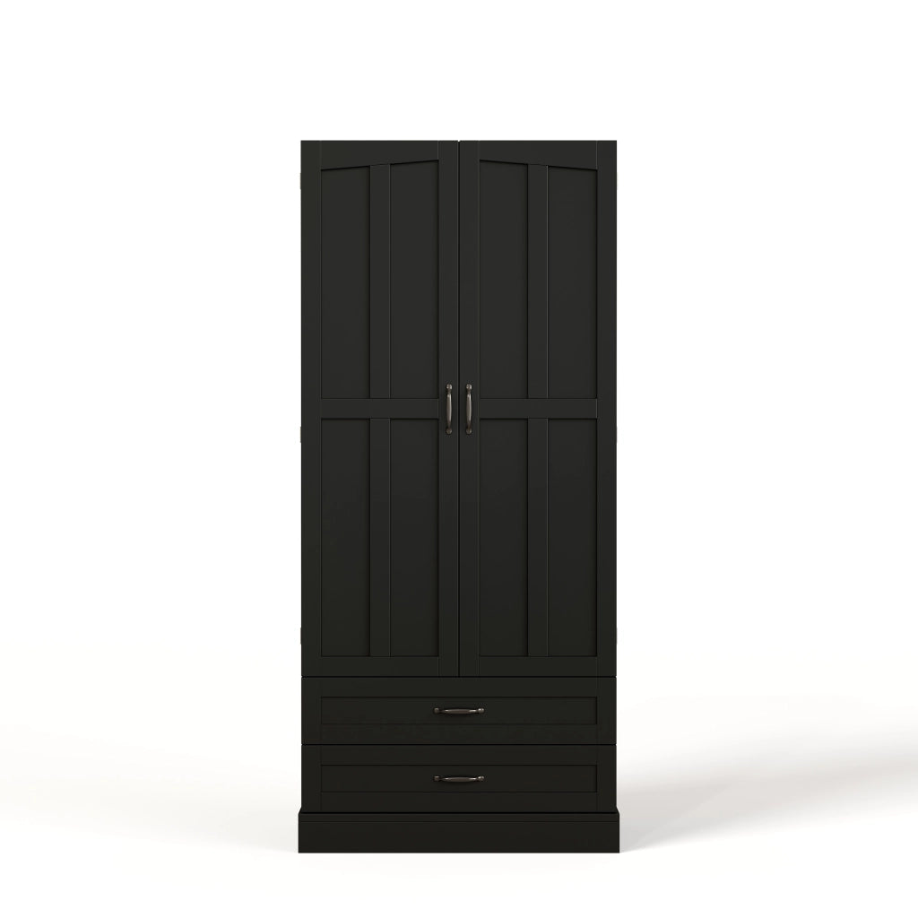 Credenza alta freestanding in MDF con 3 ripiani estraibili, 2 cassetti e ante con vani portaoggetti