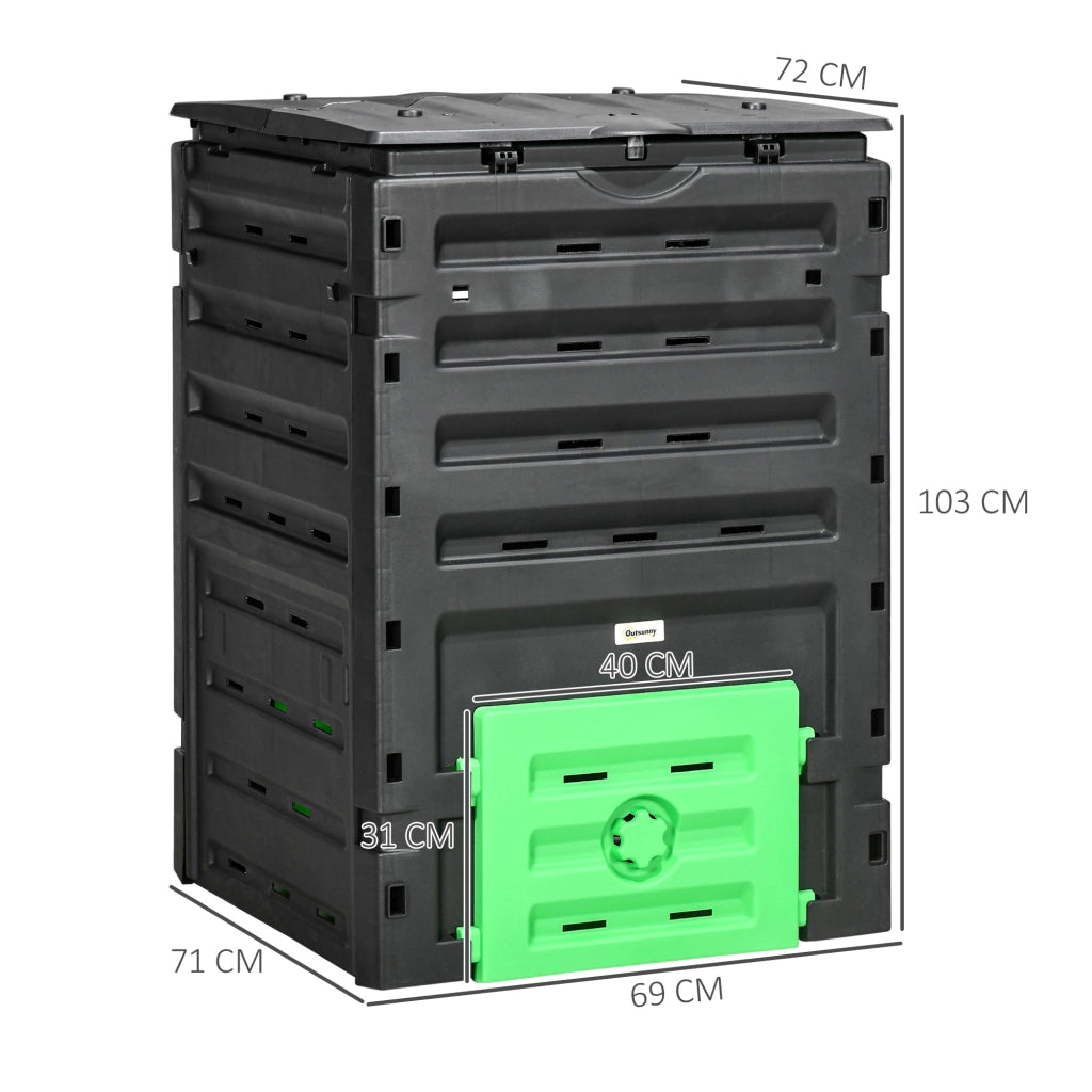 Compostatore 450 L per Giardino ¨C zephmum ¨C Nero 69x71x103 cm