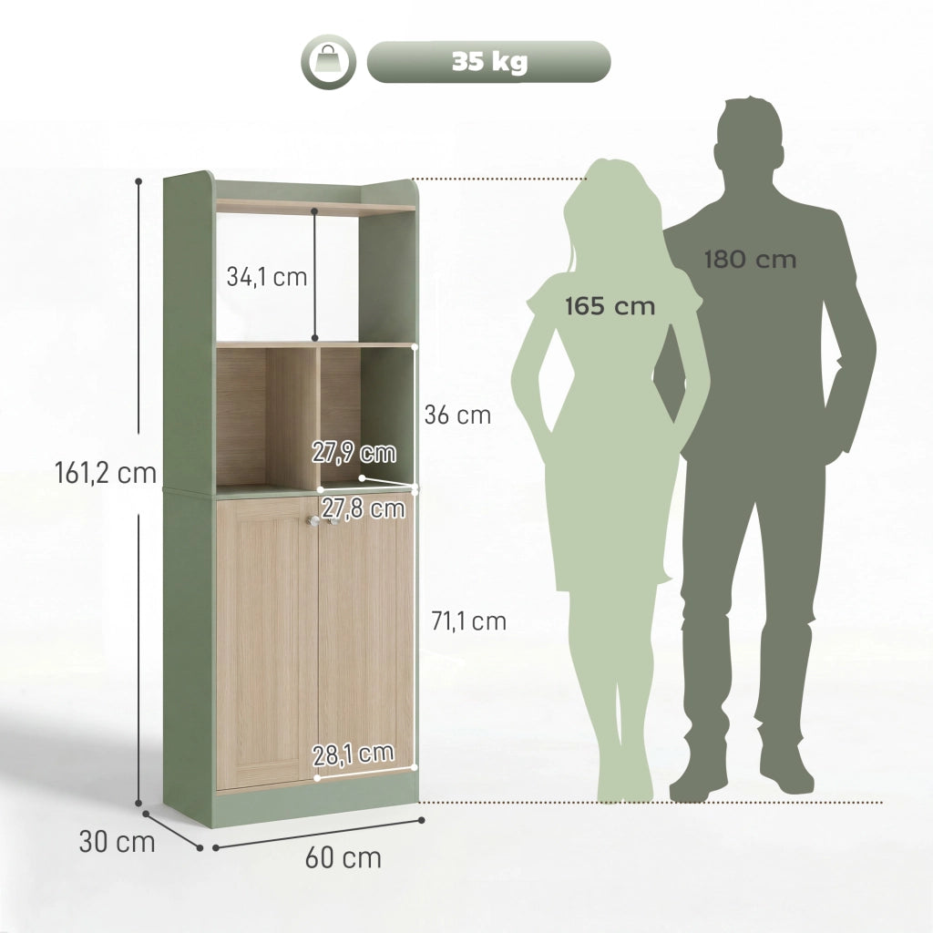 Libreria con 2 ante ¨C zephmum ¨C verde e legno naturale 60x30x161