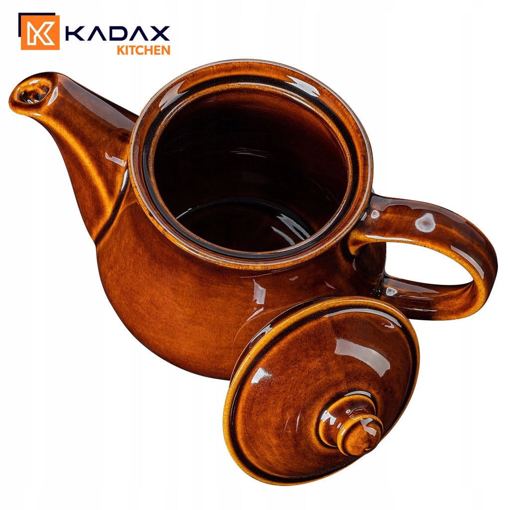 Teiera KADAX per caffè ed erbe aromatiche, 1 litro, con coperchio, in ceramica e gres.