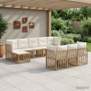 Set di divani da esterno Naturale e Bianco Crema Poliestere 3437570