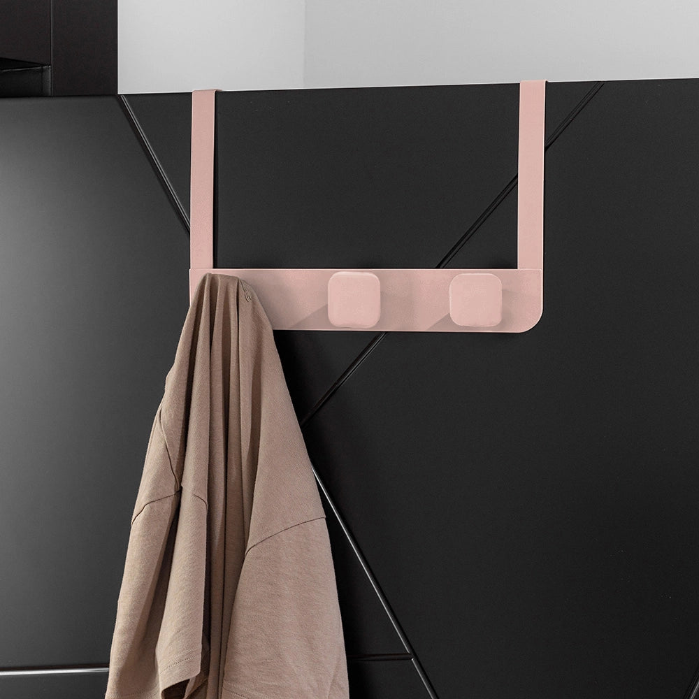 Gancio bagno triplo in acciaio e plastica rosa quadrato Fiore