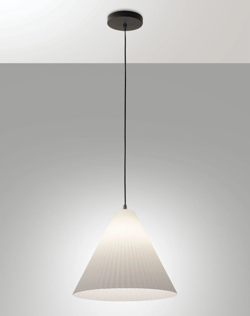 Lampada a Sospensione Cone, Struttura in Metallo e Plastica Vegetale, Attacco E27, IP20, Colore Bianco, Diametro 315mm - Design Moderno