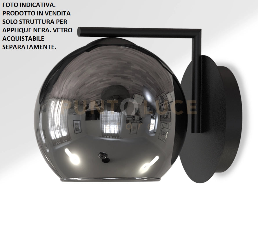 SARA-A N  Lampada da parete solo struttura senza vetro colore nero opaco 1 luce attacco E14