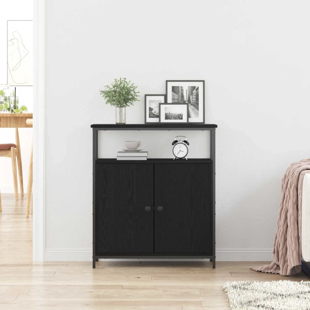 Credenza Rovere Nero 70 x 30 x 80 cm Legno multistrato 862972